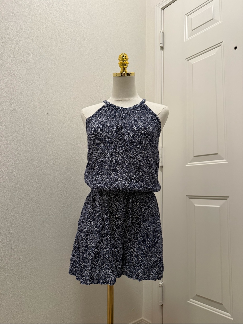 GAP Navy Patterned Halter Mini Dress